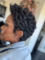 Elle Vane Full Lace Front Curly Short Pixie Human Hair Wig