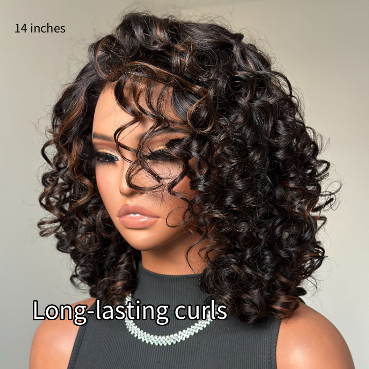 Elle Vane Brown highlight Loose Curly 13x4 Lace Wig