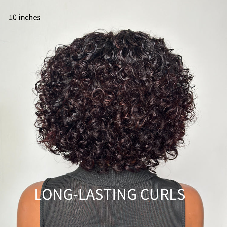 Elle Vane Glueless Ombre Reddish Brown Pixie Curl 5x5 Closure Lace wig