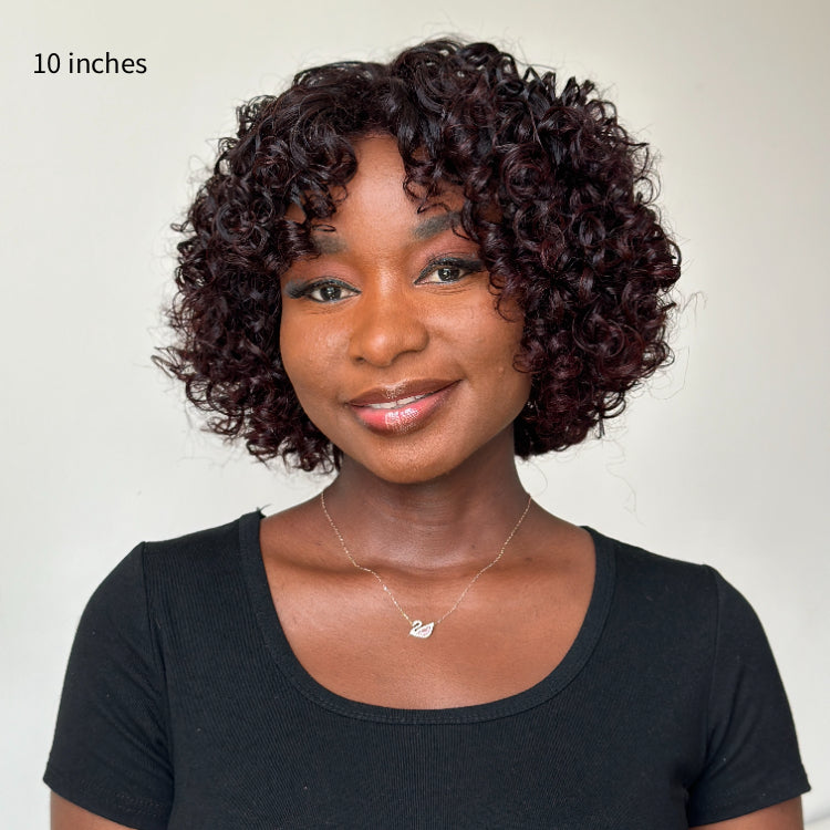 Elle Vane Glueless Ombre Reddish Brown Pixie Curl 5x5 Closure Lace wig