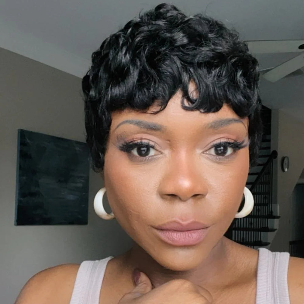 Elle Vane Glueless Finger Wave Short Pixie Wig