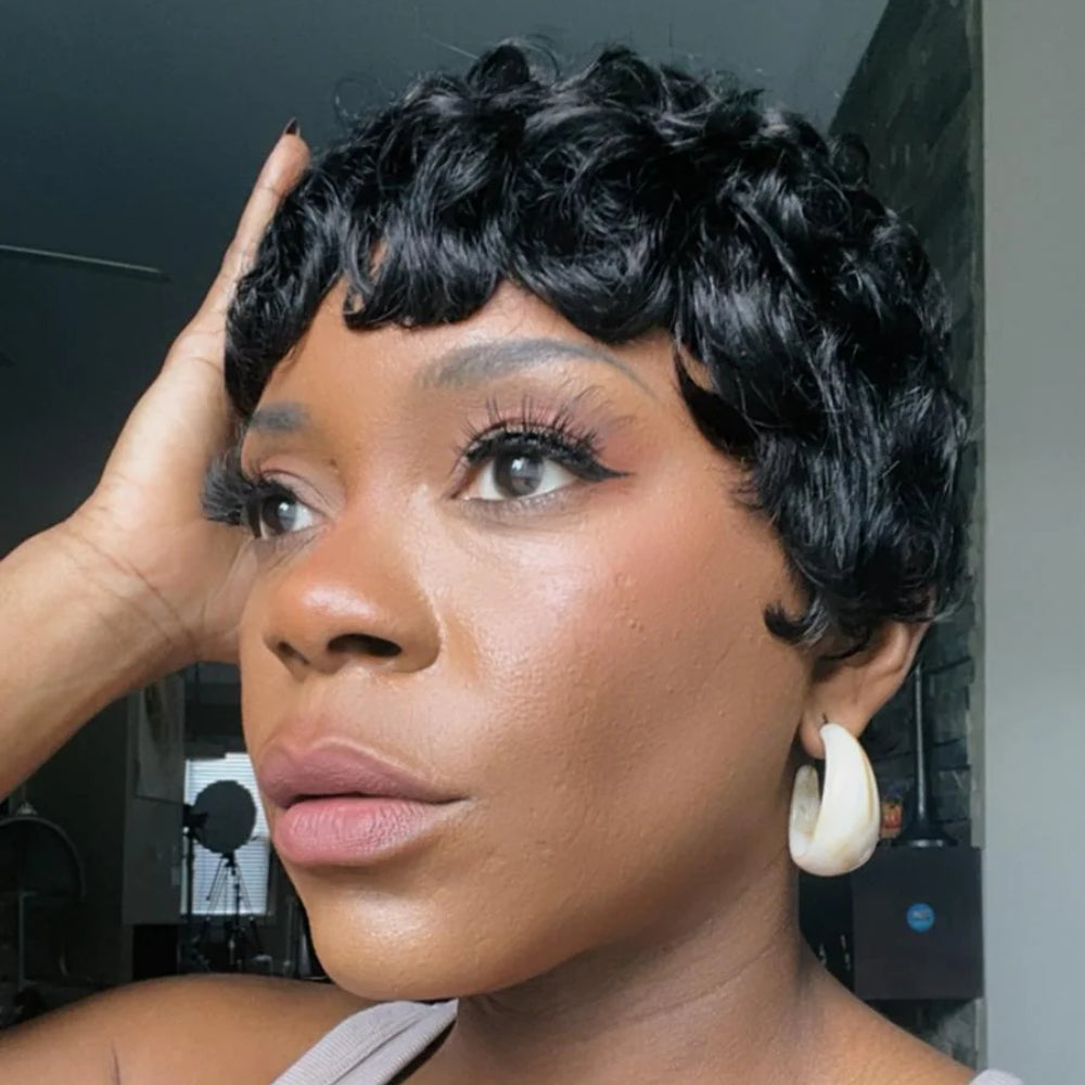 Elle Vane Glueless Finger Wave Short Pixie Wig