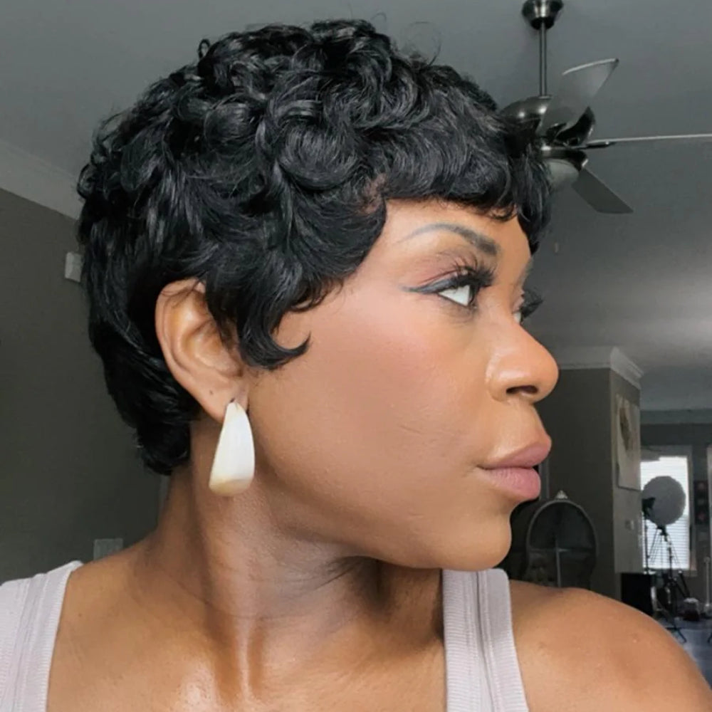 Elle Vane Glueless Finger Wave Short Pixie Wig