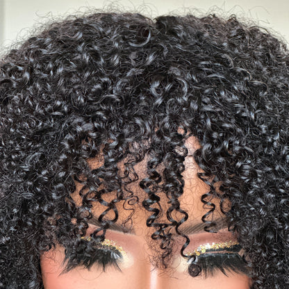 Glueless thinning bangs Curly Wig