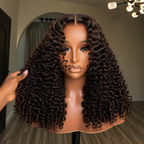Deep Brown Layered Curly Human Hair Lace Front Wig
