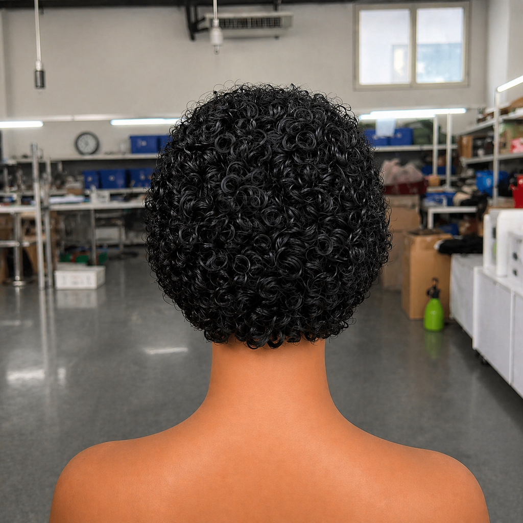 Natural Black Loose 13x4 Lace Short Pixie Curly Wig 100% Human Hair