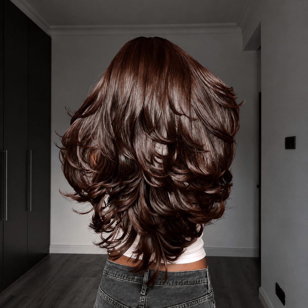 Glueless Layered Wavy Wig 5x5 Lace Natural Hairline