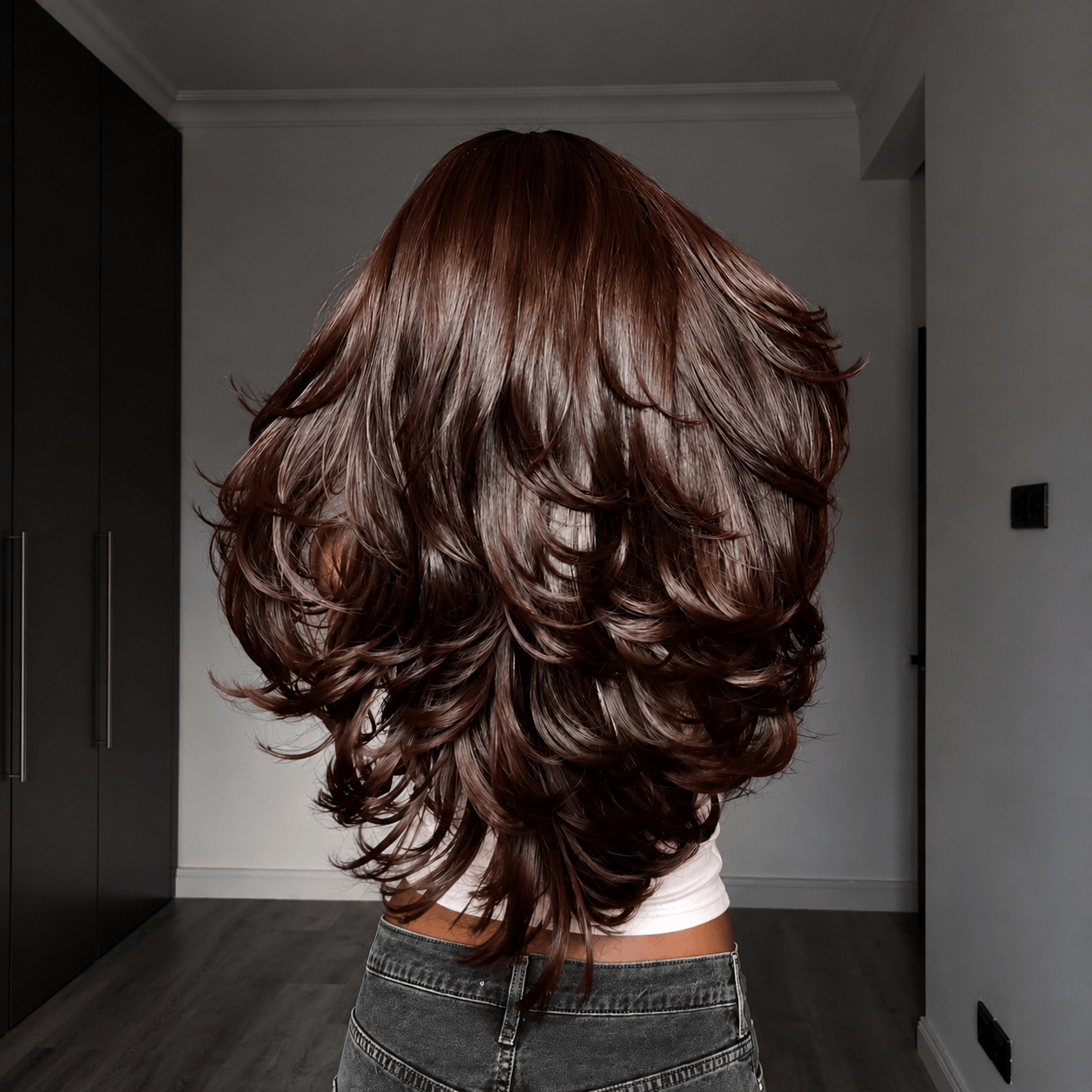 Glueless Layered Wavy Wig 5x5 Lace Natural Hairline