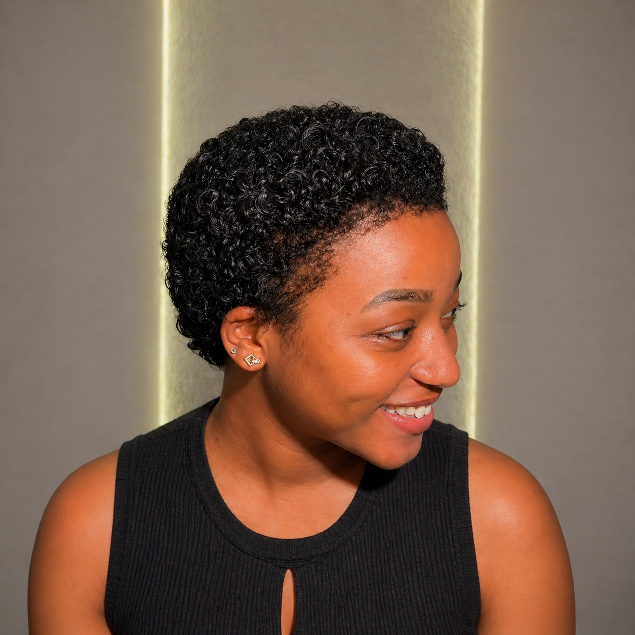 Full Lace Big Chop Curly Pixie Human Hair Wig With 4C Edges