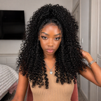 Natural Black Kinky Edges Curly Lace Front 100% Human Hair Wig with Realistic Hairline