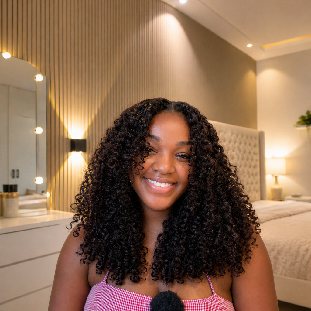 Deep Brown Layered Curly Human Hair Lace Front Wig