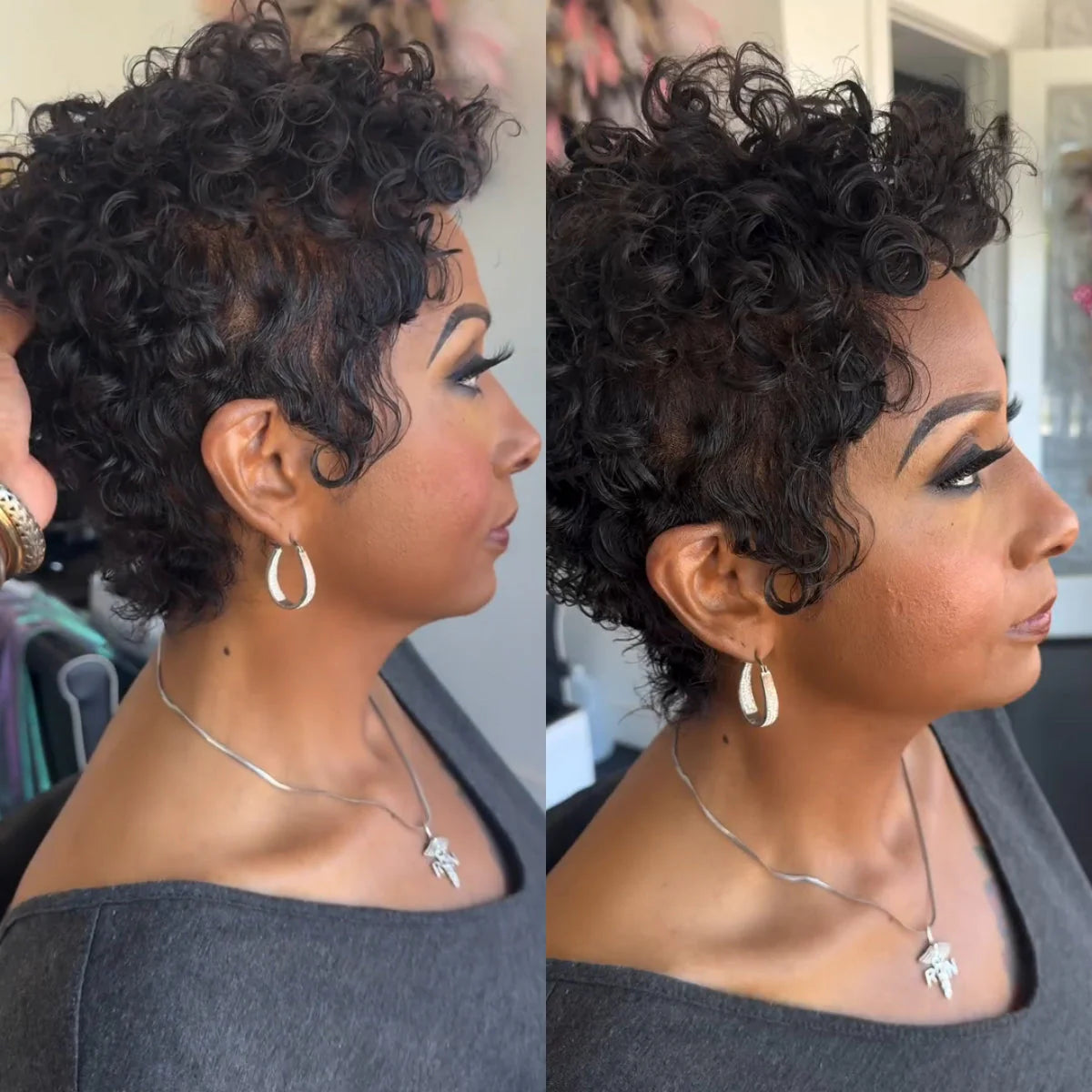 Elle Vane Wet Wave Curls Full Lace Short Pixie Cut Wig