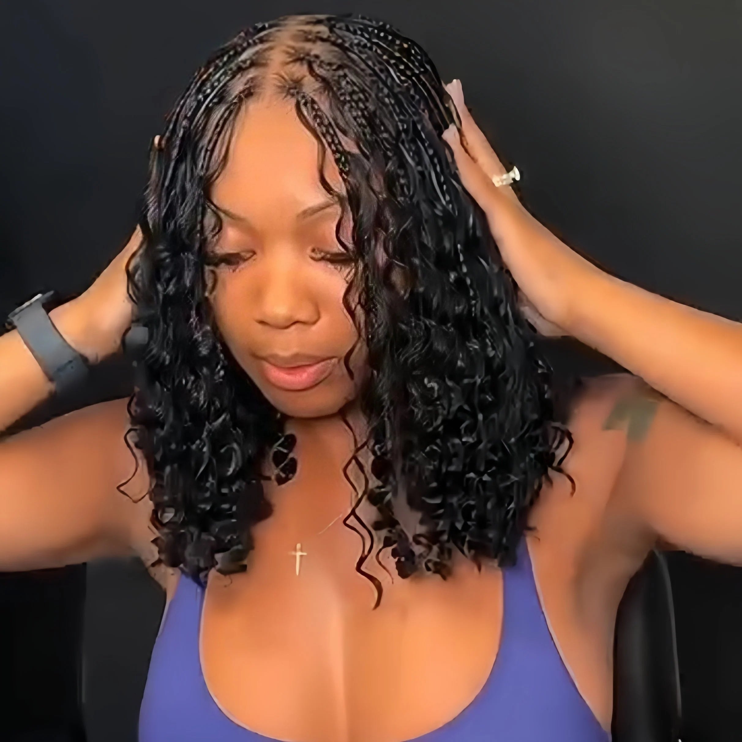 Elle Vane Full Lace Knotless Bohemian Braided Curls Invisi Drawstring HD lace Wig