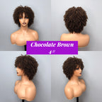 Elle Vane Afro Kinky Curly Bob Glueless Wig with Bangs