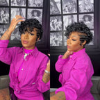 Elle Vane Full Lace Curly Finger Wave Short Glueless Wig