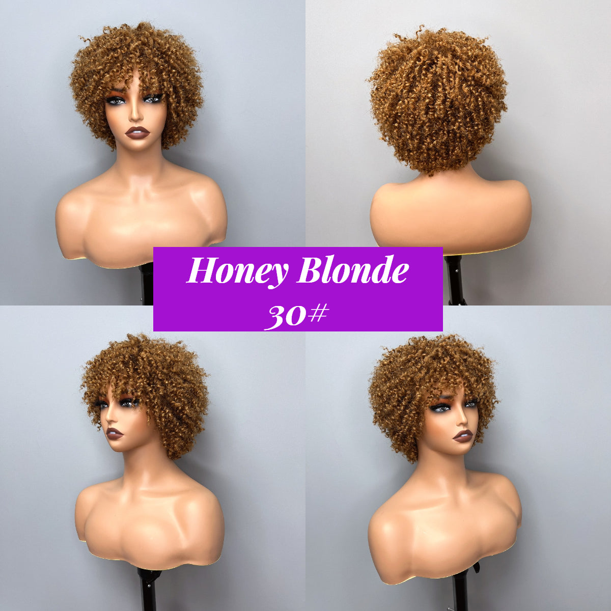 Elle Vane Afro Kinky Curly Bob Glueless Wig with Bangs