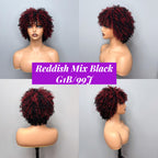 Elle Vane Afro Kinky Curly Bob Glueless Wig with Bangs