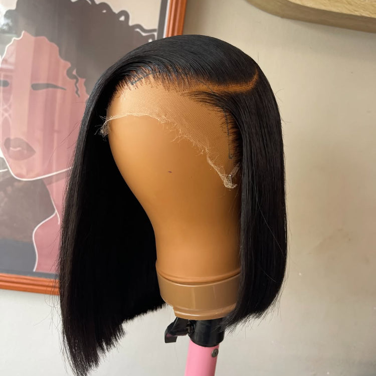 Elle Vane Glueless Short Bob Wig Straight Side Part 5×5 Closure Lace Wig 180% Density