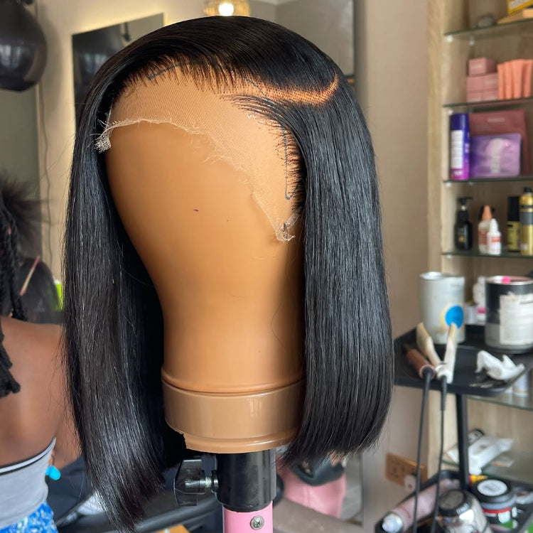 Elle Vane Glueless Short Bob Wig Straight Side Part 5×5 Closure Lace Wig 180% Density