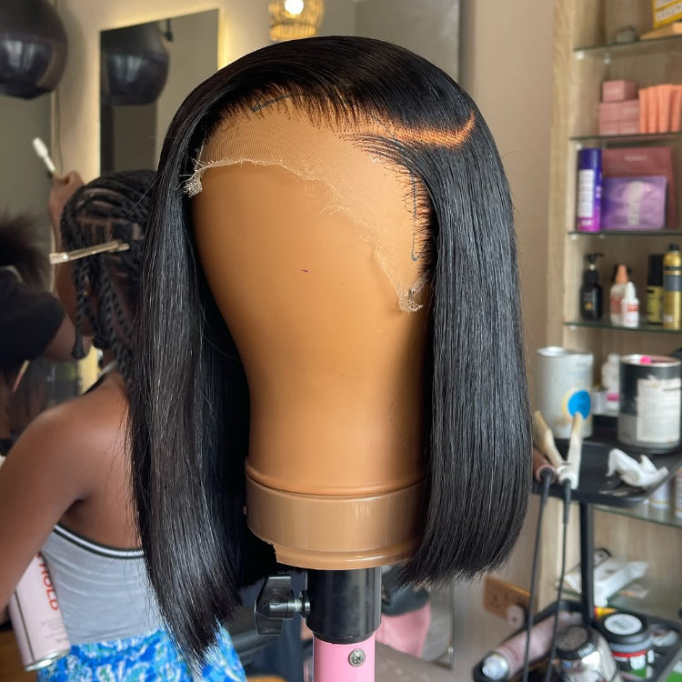 Elle Vane Glueless Short Bob Wig Straight Side Part 5×5 Closure Lace Wig 180% Density