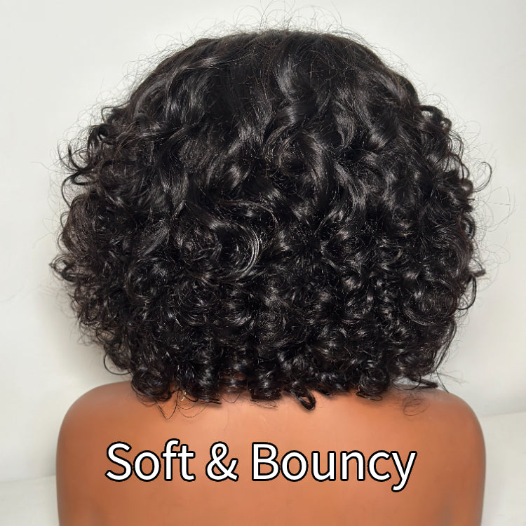 Elle Vane Put On & Go Glueless Fluffy Curly Bob Wig With Bangs