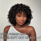 Elle Vane Put On & Go Glueless Fluffy Curly Bob Wig With Bangs
