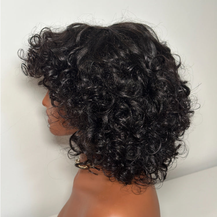 Elle Vane Put On & Go Glueless Fluffy Curly Bob Wig With Bangs