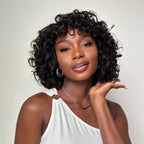 Elle Vane Put On & Go Glueless Fluffy Curly Bob Wig With Bangs
