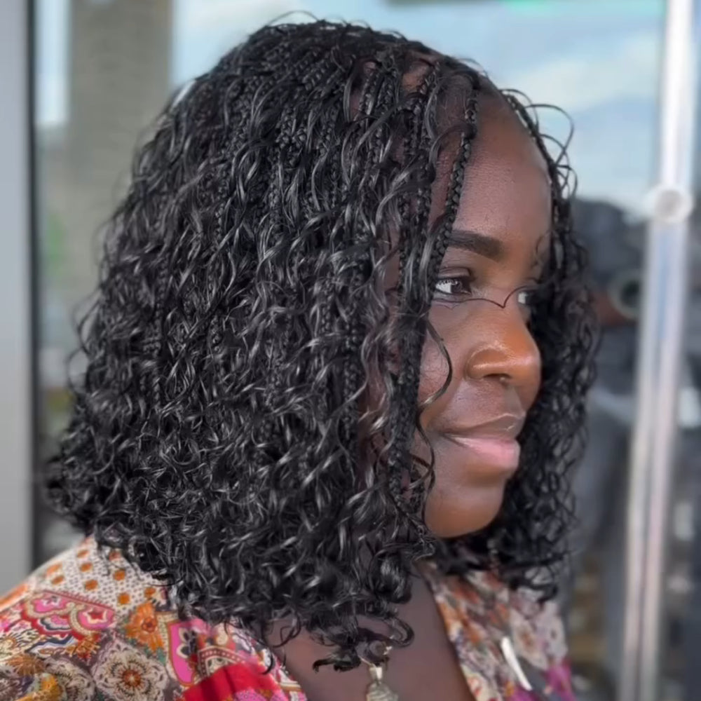 Elle Vane Full Lace Knotless Bohemian Braided Curls Invisi Drawstring HD lace Wig