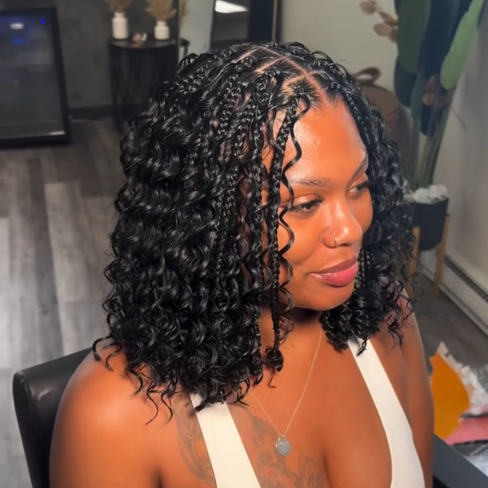 Elle Vane Full Lace Knotless Bohemian Braided Curls Invisi Drawstring HD lace Wig