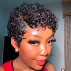 Elle Vane Lace Frontal Short Pixie Cut Curly Human Hair Wig