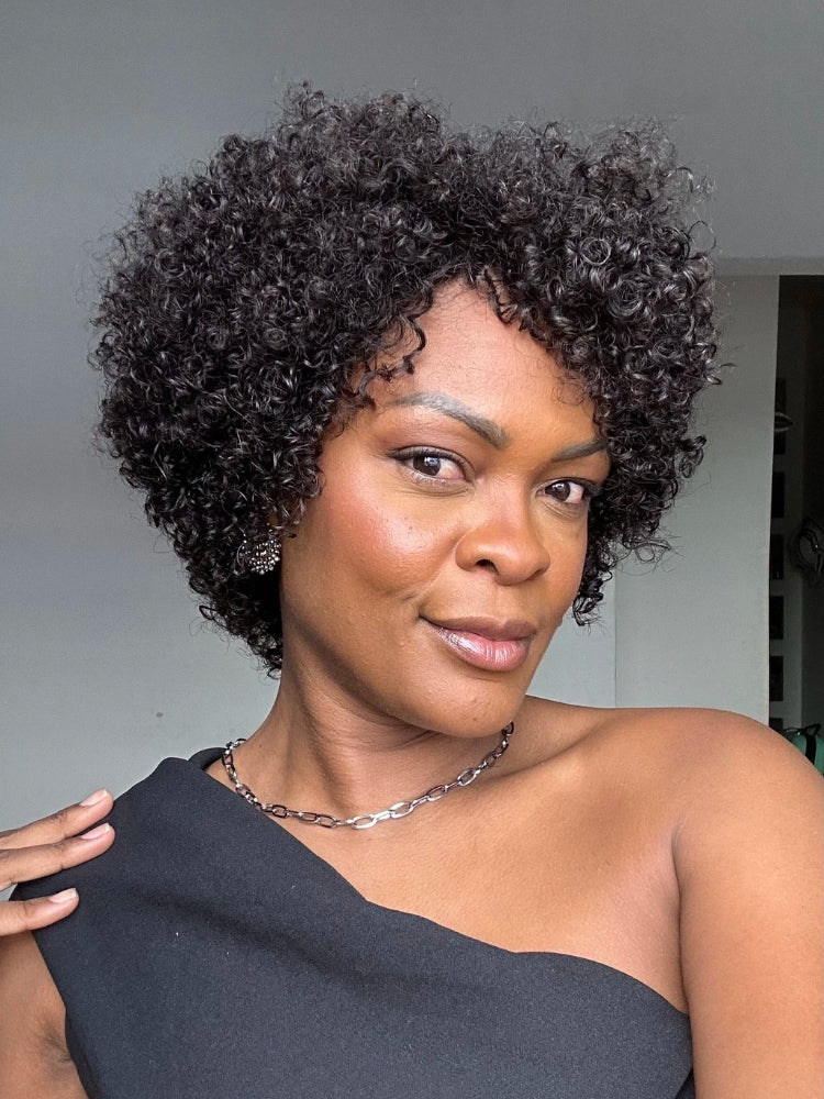 Elle Vane Put on & Go Glueless Short Pixie Curly Wig With Bangs