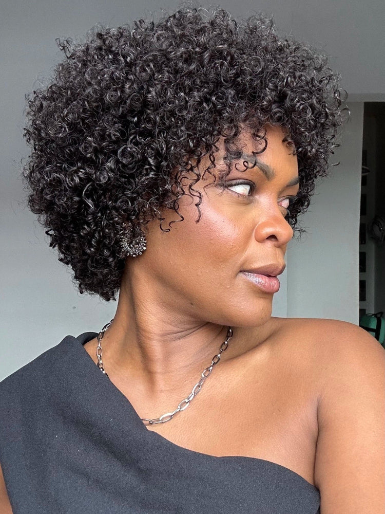 Elle Vane Put on & Go Glueless Short Pixie Curly Wig With Bangs
