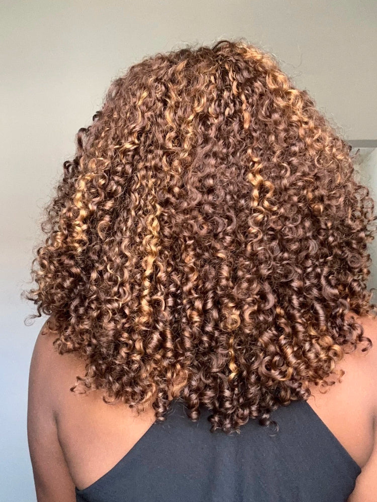 Glueless Ombre Brown And Blonde Highlight 5x5 Curly 100% Human Hair Wig