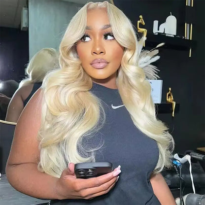 613 Blonde Curtain Bangs Glueless 5×5 HD Lace Body Wave Wig 180% Density