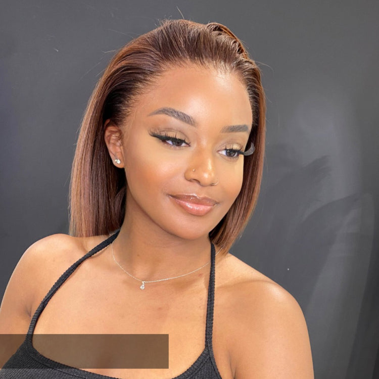 Elle Vane Gradient Brown Straight Bob 13x4 Lace Front Human Hair Wig