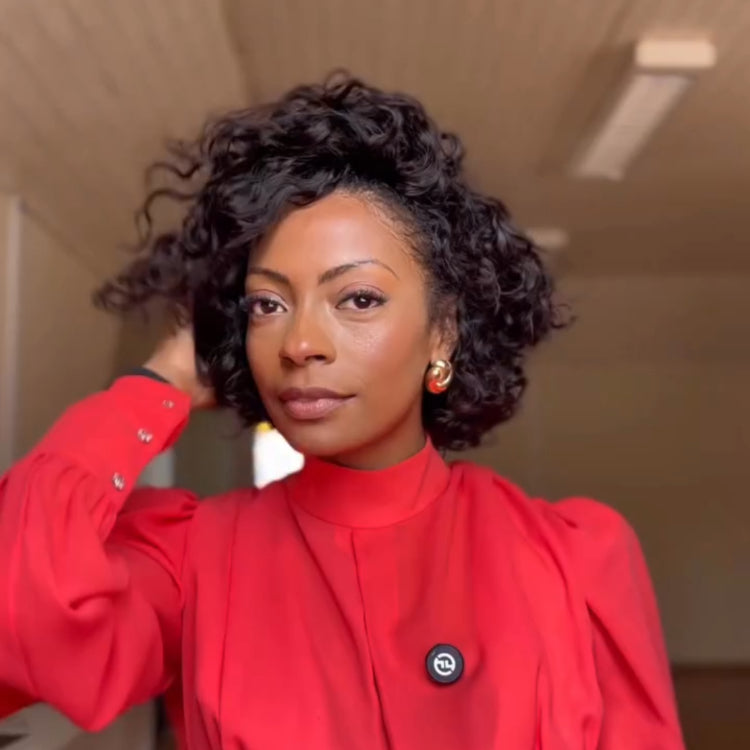 Elle Vane Glueless Pixie Curl 5x5 Closure Lace Water Wave Wig Human Hair Wig