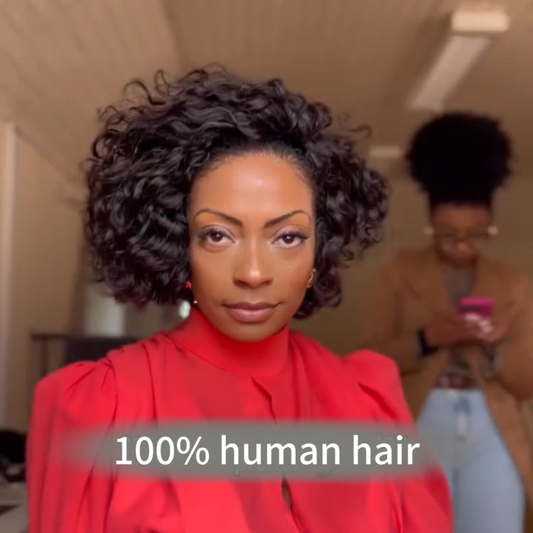 Elle Vane Glueless Pixie Curl 5x5 Closure Lace Water Wave Wig Human Hair Wig