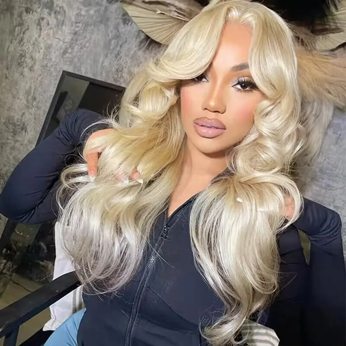 613 Blonde Curtain Bangs Glueless 5×5 HD Lace Body Wave Wig 180% Density