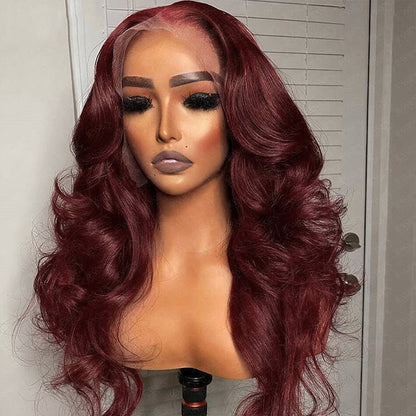 99J Color Body Wave 13x4 Lace Front Wig Human Hair Wig