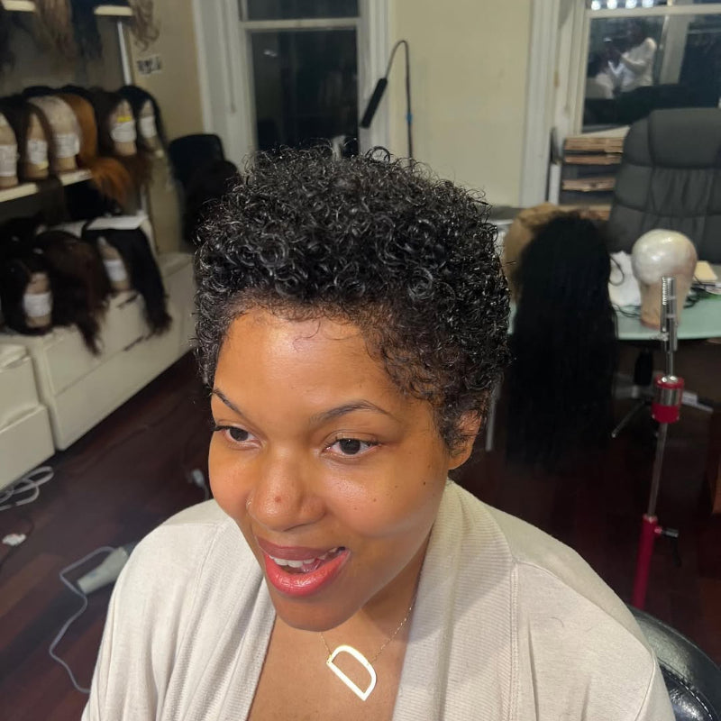 Wet Wave Curls Full Lace Short Pixie Cut Wig Human Hair Wig