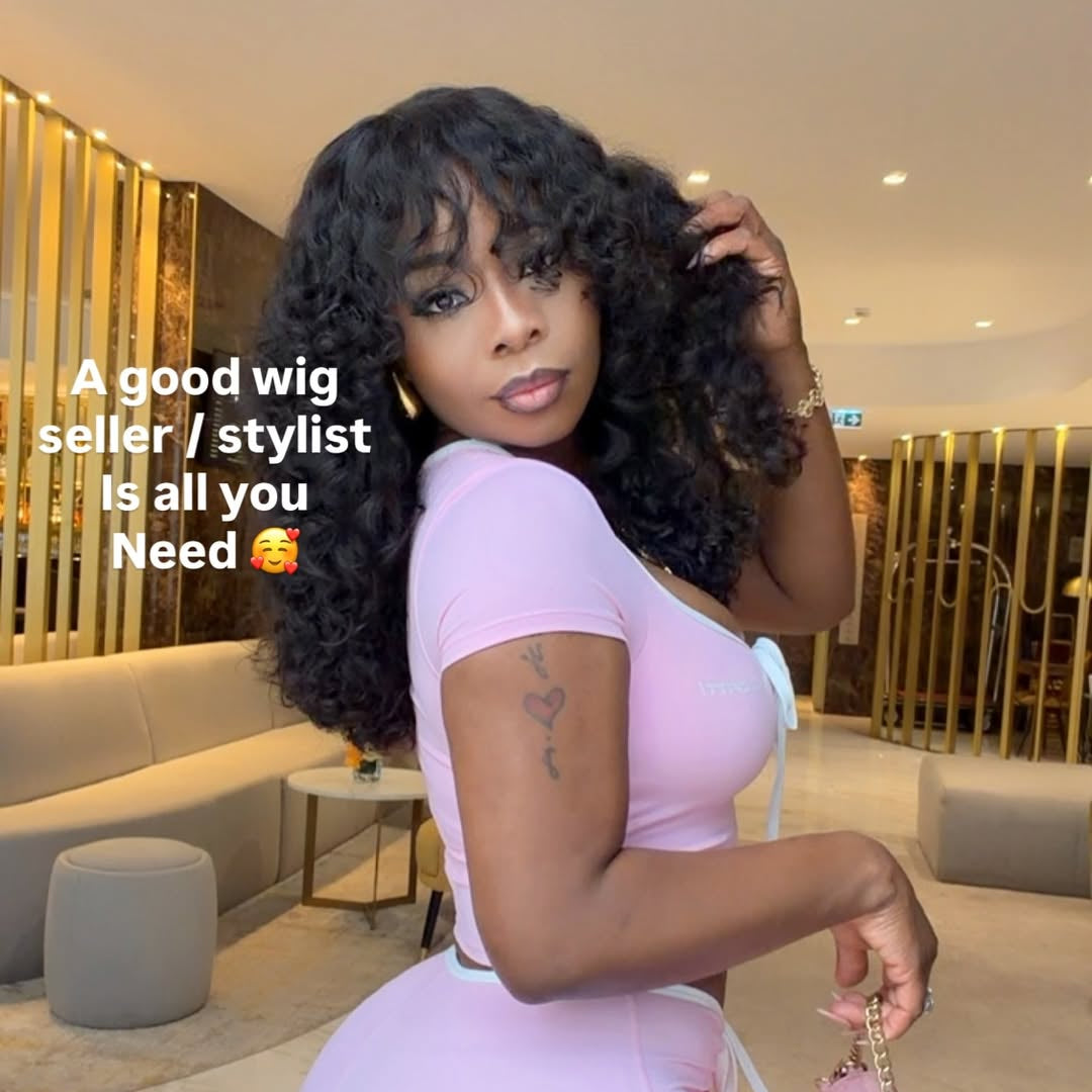 Glueless Curly Wig with Bangs Human Hair Wigs