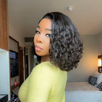 Glueless Dark Brown 7x5 Lace Short Curly Bob Wig