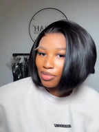 Glueless Side Part Layered Bob Wig Human Hair Wig