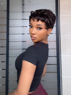 Wear & Go Natural Black Short Peruvian Pixie Cut Wig