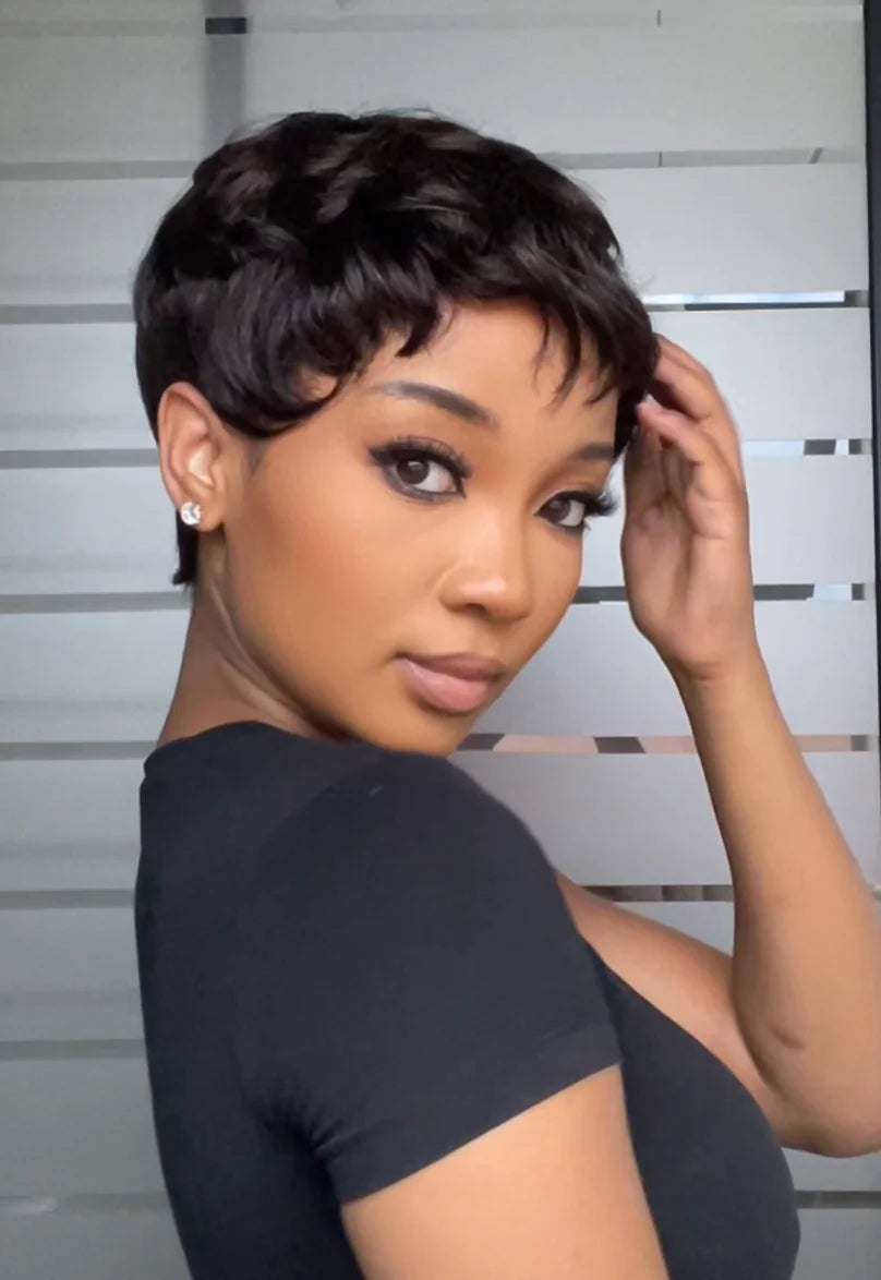 Wear & Go Natural Black Short Peruvian Pixie Cut Wig