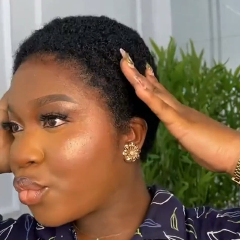 Full Lace Natural Black Afro Low Cut Wig