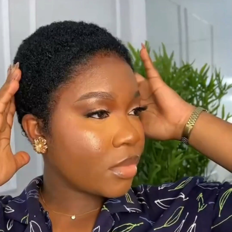 Full Lace Natural Black Afro Low Cut Wig