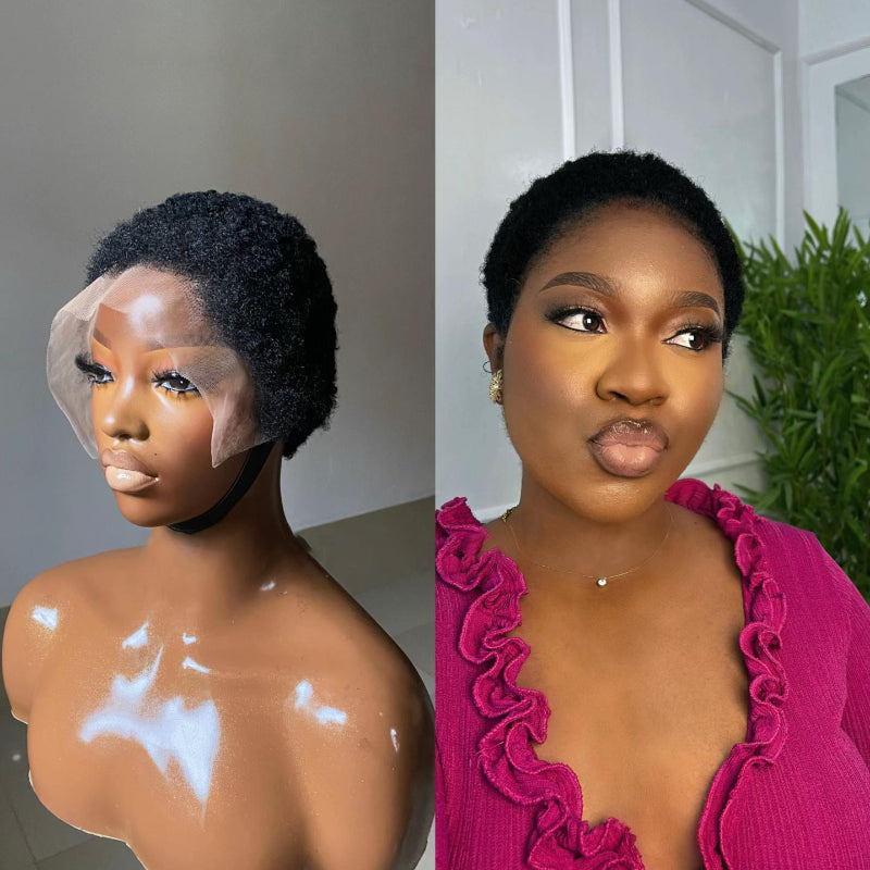 Full Lace Natural Black Afro Low Cut Wig