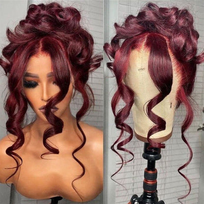 99J Color Body Wave 13x4 Lace Front Wig Human Hair Wig